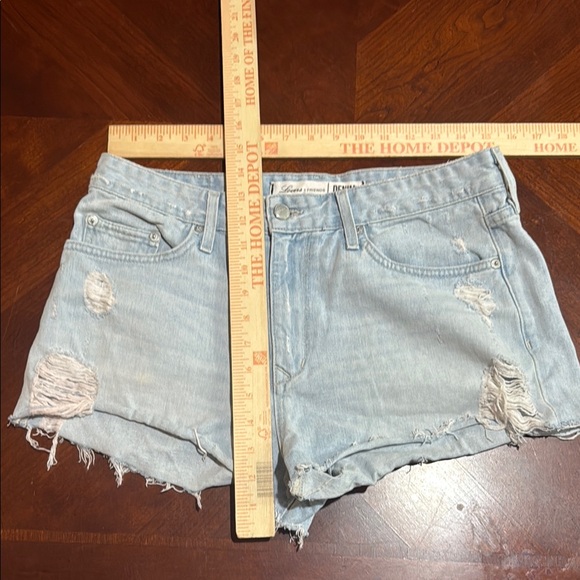 Lovers + Friends Jack High-Waisted Jean Shorts cut off fray destroyed light wash - Picture 8 of 10